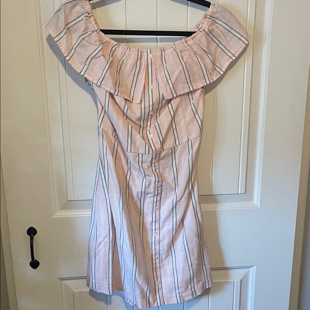Hollister Pink Striped Off-Shoulder Dress Medium